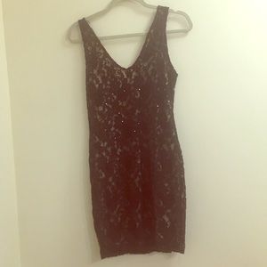 Black Lace Sequined Cocktail Dress